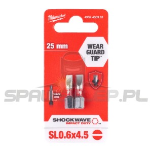 BIT SHOCKWAVE SL 0,6X4,5X25MM 2SZTMILWAUKEE 4932430901
