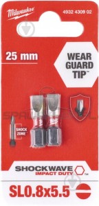 BIT SHOCKWAVE SL 0,8X5,5X25MM 2SZTMILWAUKEE 4932430902