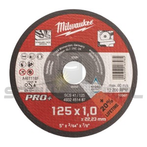 TARCZA DO METALU 125X1X22,2MM INOX MILWAUKEE 4932451487