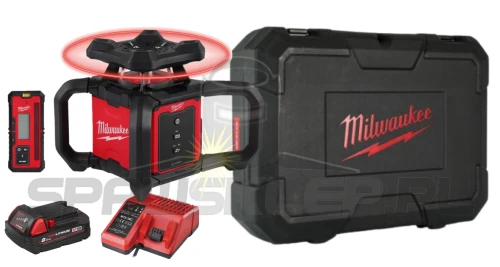Laser akumulatorowy niwelator Milwaukee wiązka czerwona M18 RLOH600-201C 4933493191