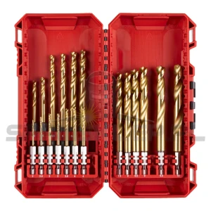 Zestaw wierteł do metalu MILWAUKEE HSS-G  TIN  Red Hex 1-10 mm 19 szt 4932499763
